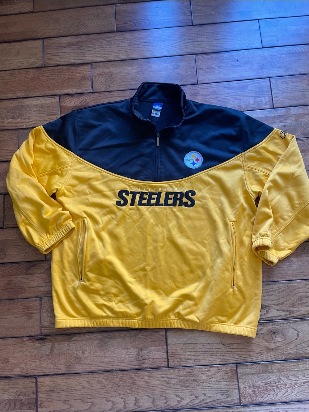 Reebok Black and Yellow Pittsburgh Steelers Pullover Windbreaker